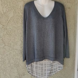 89th+ Madison chiffon split back sweater blouse